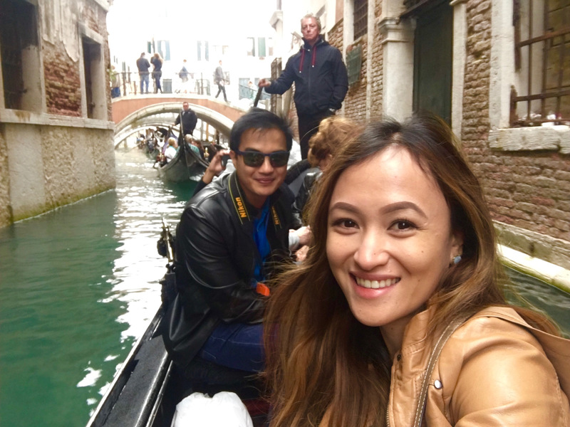 Francis and Frances taking the gondola ride along the Venice canals