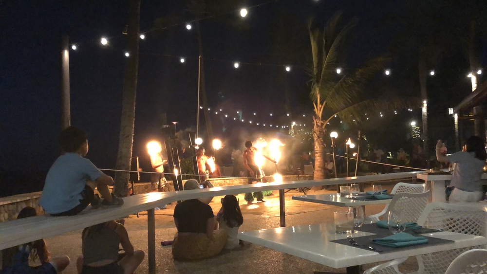 Night show in Fiji by the pool