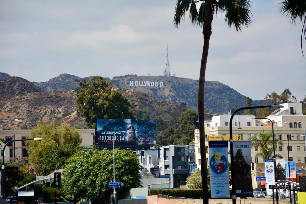 Hollywood sign from Hollywood Boulevard