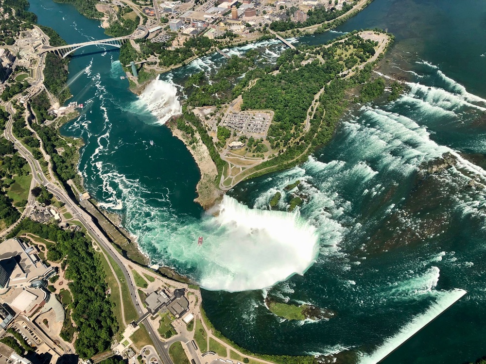 Magnificent aerial views of the Niagara Falls from the Canadian side